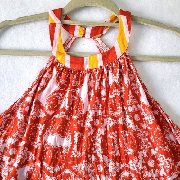 New Free People Mimi Halter Tunic Top Orange Floral Women Small Lavender Combo S - Picture 7 of 14